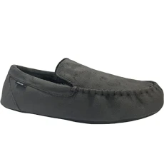 Mens Fawsley Cushioned Faux Fur Moccasin Slippers - Charcoal - 7-8 UK Mens Fawsley Cushioned Faux Fur Moccasin Slippers - Charcoal - 7-8 UK