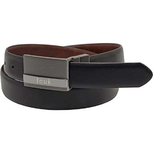 Mens FCUK Reversible Buckle Belt Black/Brown (Black/Brown, 30)