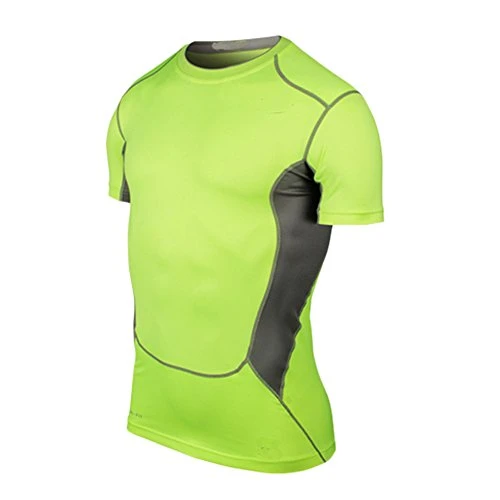 Mens Fitness Sport Short Sleeve Compression Base Layer Top Jogging T-Shirt Training Shirt Flgreen 2X