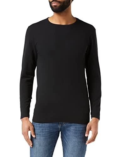 Men's Fitted Stretch L/S Tee Longsleeve T-Shirt, Black (Black 00007), M