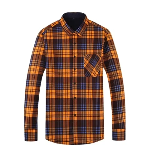 Mens Flannel Shirt Jacket UK Clearance Plaid Button Down Shirts Winter Workwear Long Sleeve Casual C