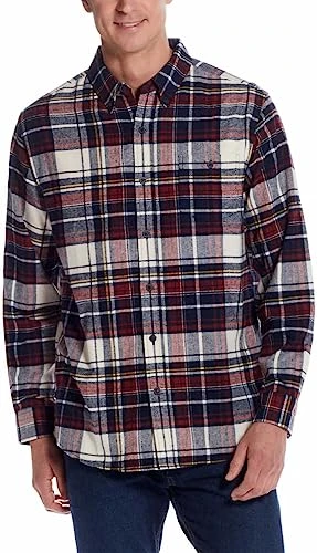 Mens Flannel Shirt - Regular Fit Cotton Plaid Shirts for Men, Casual Collared Neck Flannels for Men,