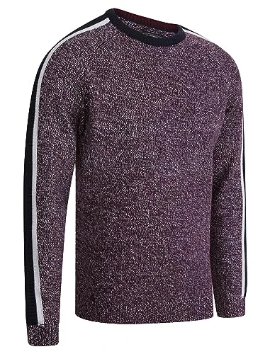 Men's Flannery Knitted Crew Neck Jumper with Striped Sleeves