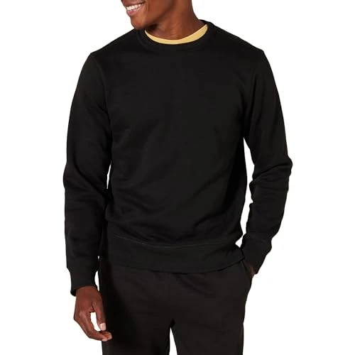 Men's Fleece Crew Neck Sweatshirt (Available in Big & Tall), Black, L