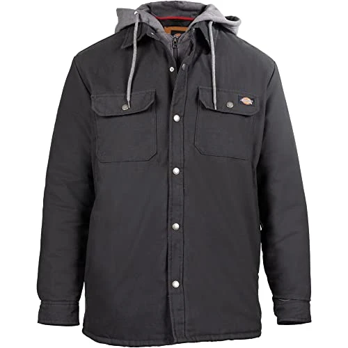 , Men's, FLEECE HOODED DUCK SHIRT JACK RELAXED, BLACK, XXL