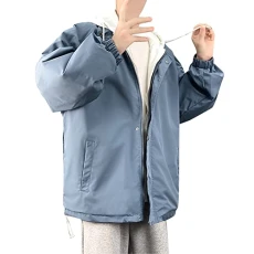 Men's Fleece Jacket with Full-Length Sweat Jacket Drawstring Men Casual Long Sleeve Autumn Winter Hooded Top Blouse Coat Jacket with Pockets Bomber Jacket Black Sweat Jacket Men's Jacket Men's Winter