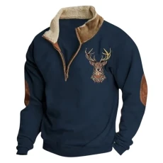 Mens Fleece Lined Cardigan Golf 1/4 Zip Pullover Men Rock t Shirts Men Mens Fall Jackets with Hood Mens Windbreaker Jacket Men's Fleece Hoodie Mens Xmas Jumpers Wool Coat for Men （Navy, XL