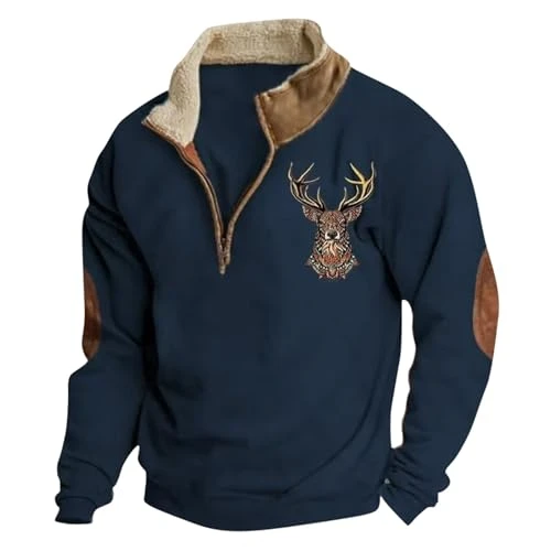 Mens Fleece Lined Cardigan Golf 1/4 Zip Pullover Men Rock t Shirts Men Mens Fall Jackets with Hood Mens Windbreaker Jacket Men's Fleece Hoodie Mens Xmas Jumpers Wool Coat for Men （Navy, XL