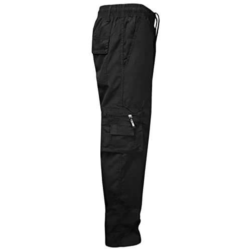 Mens Fleece Lined Thermal Bottoms Elasticated Waist Trousers Casual Cargo Combat Pants Bottom Multi 