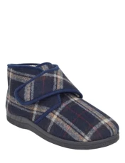 Men's | Fleece Lined Wide Fit Boot Slippers | Adjustable Strap, Cosy Insulated Fleece Interior & Easy Touch Fasten | Navy
