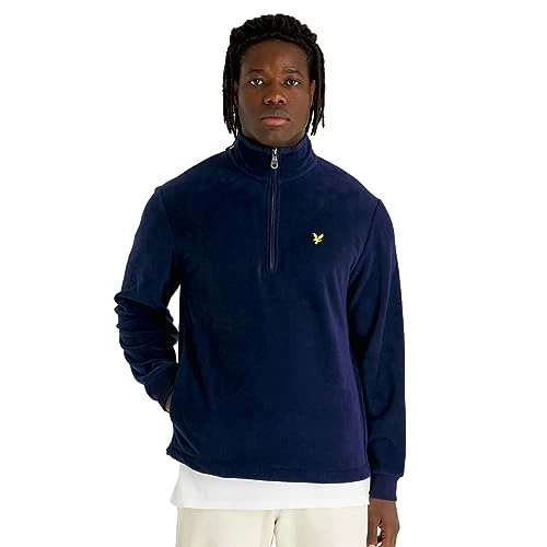 Mens Fleece Quarter Zip Sweater - Navy - M