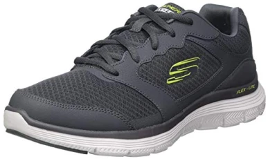 Men's Flex Advantage 4.0 Sneaker, Charcoal Leather Mesh Pu Trim, 11 UK Men's Flex Advantage 4.0 Sneaker, Charcoal Leather Mesh Pu Trim, 11 UK