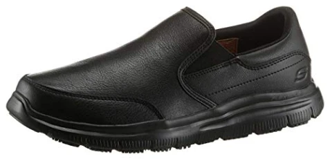 Mens Flex Advantage Sr Bronwood Slip On Trainers, Black Leather, 9 UK Mens Flex Advantage Sr Bronwood Slip On Trainers, Black Leather, 9 UK