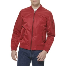 Men's Flight Lightweight Zip-up Bomber Jacket Varsity, Red Ma-1 Unfilled, M Men's Flight Lightweight Zip-up Bomber Jacket Varsity, Red Ma-1 Unfilled, M