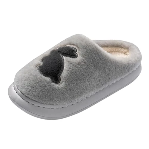 Men's Flip Flops Winter House Comfortable Slide Warm Sponge Shoes Cotton Shoes Slippers Non-Slip Furry Slippers Slip on Family Slippers Men Shoes, Grey, 42 EU, grey, 9 UK