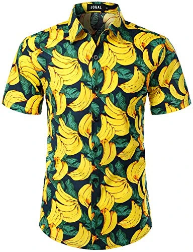 Men's Flower Casual Button Down Short Sleeve Hawaiian Shirt XX-Large UK-A335 NavyBanan