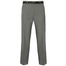 Mens Formal Trousers Casual Business Office Work Home Belted Smart Dress Pants Straight Leg Flat Fro