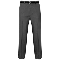 Mens Formal Trousers Casual Business Office Work Home Belted Smart Dress Pants Straight Leg Flat Fro