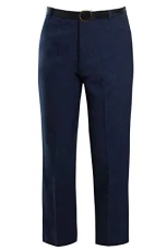 Mens Formal Trousers Casual Business Office Work Smart Straight Leg Everpress Pants (Without Belt) Denim