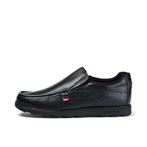 Men's Fragma Slip On Moc Toe Comfortable Leather Shoes, Black, 8 UK