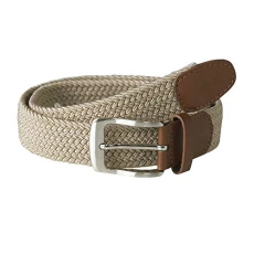 Mens Frank King Size Stretch Braided Belt (2XL) (Stone)