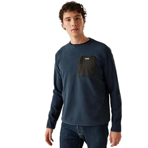 Mens Frankie Fleece Crewneck Sweatshirt, Comfortable & Lightweight with Zip Chest Pocket - Perfect f