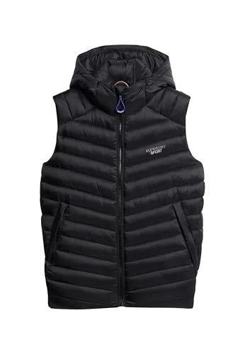 Men's Fuji Quilted Vest with Hood, black, XXL