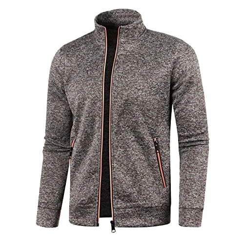 Mens Full-Zip Fleece Sweatshirt Lightweight, Fleece Jackets For Men Uk Stand Collar Thin Jumper Crew