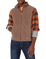 Men's Full-Zip Polar Fleece Vest (Available in Big & Tall), Brown Heather, M Men's Full-Zip Polar Fleece Vest (Available in Big & Tall), Brown Heather, M