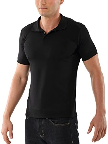 Men's Function Polo - Short Sleeves Polo Shirt Piqué Antibacterial Clima Cool Plain Black Slim fit - Made in Germany (04/S)