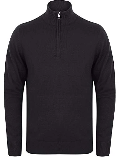 Men's Funnel Neck Quarter Zip Jumper - Charcoal - XL