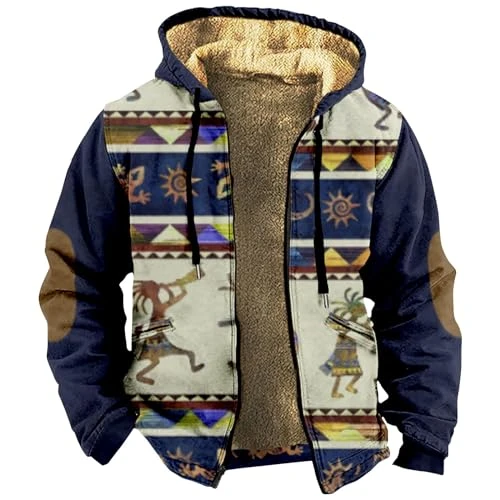 Mens Fuzzy Sherpa Jacket Long Sleeve Fleece Zip Up Coat Cool Shirt Black and Purple Hoodie Men Its The Season Sweatshirt Western Jackets with Pocket（5-Multicolor,5X-Large）