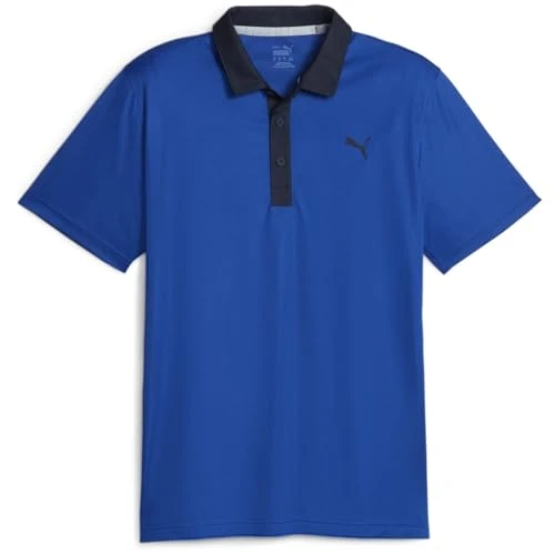 Mens Gamer Polo Shirt Sports Top Short Sleeve Blue/Navy M