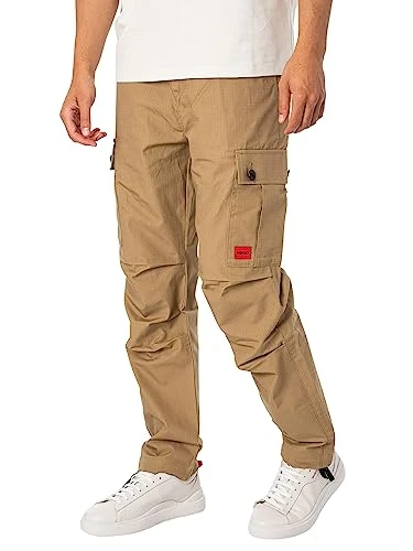 Mens Garlo233 Regular-fit Cargo Trousers in Ripstop Cotton Brown