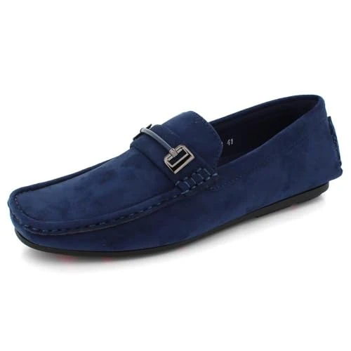 Mens Gents Comfort Casual Loafer Moccasins Cushioned Insole Office Work Blue Shoes Size UK 8 EU 42