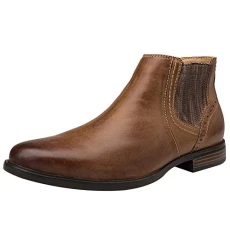 Men's Genuine Leather Western Vintage Chelsea Boots Zip Ankle Boots Brown SN01752 UK10