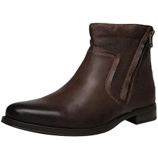 Men's Genuine Leather Western Vintage Chukka Boots Zip Ankle Boots Brown SN01747 UK10