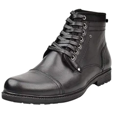 Men's Genuine Leather Western Vintage Derby Boots Zip Ankle Boots Black SN01730 UK9