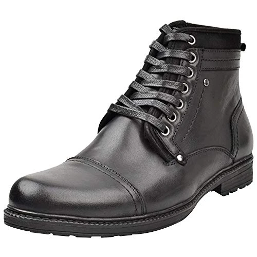 Men's Genuine Leather Western Vintage Derby Boots Zip Ankle Boots Black SN01730 UK9