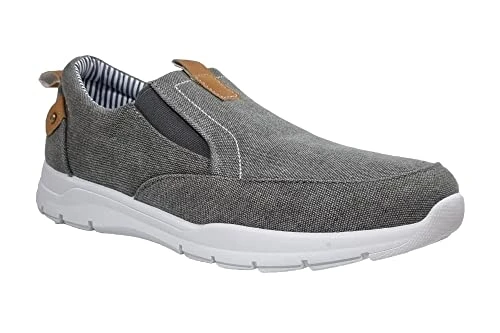 Men's Geoff Casual Canvas Elastic Twin Gusset Low Top Sneakers (Grey, UK_Footwear_Size_System, Adult, Men, Numeric, Wide, Numeric_7)