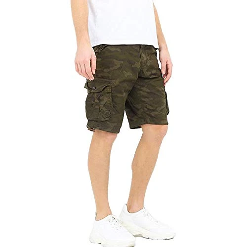 Men's George Cargo Utility Hiking Short Cotton Twill (S, Green-Camo-Gorge)