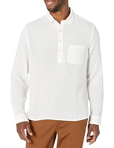 Men's Gerald Long Sleeve Shirt Button, White, XL