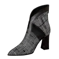 mens gifts clearance Autumn And Winter Boots Women Coarse Heel High Heel Short Boots Belt Buckle Stripe Back Zipper horse riding boots wide fit shoes womens horse riding boots