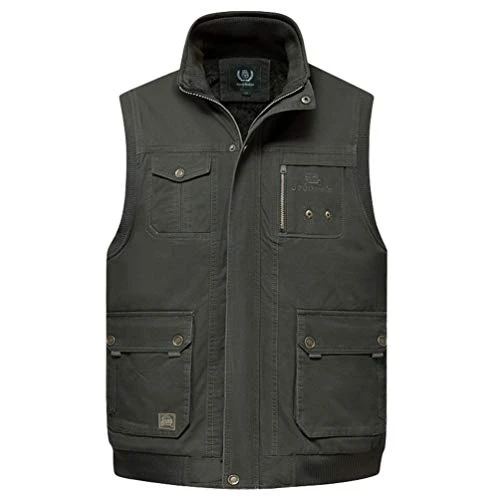Mens Gilet Multi Pockets Body Warmer Waistcoat Hiking Hunting Fishing Gilet Army Green XL