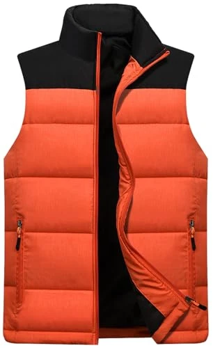 Mens Gilet Padded Vest Coats Windproof Sleeveless Jacket Outdoor Quilted Body Warmer Casual Stand Collar Outwear A3 XL