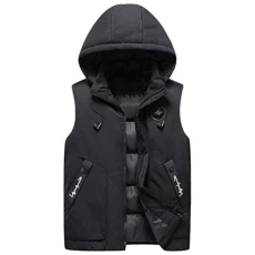 Mens Gilets Casual Outdoor Quilted Body Warmer Winter Padded Sleeveless Jackets with Hood Black M Mens Gilets Casual Outdoor Quilted Body Warmer Winter Padded Sleeveless Jackets with Hood Black M