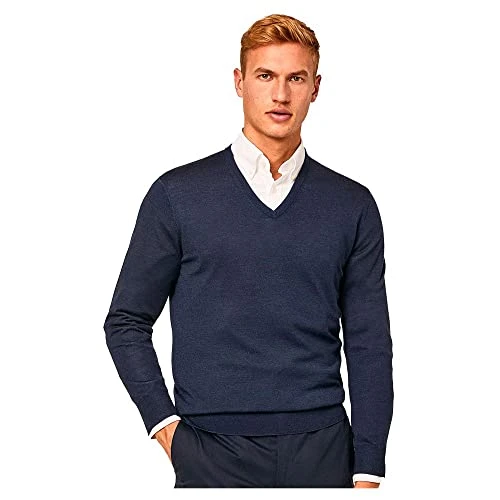 Men's GMD Merino Silk V NCK Pullover Sweater, Blue (Navy), 3XL