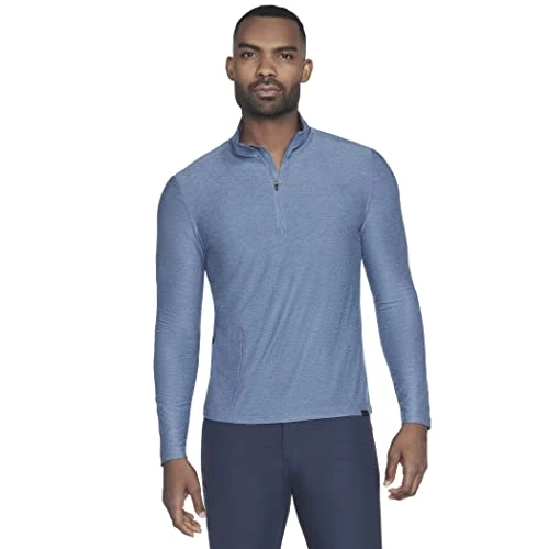 Men's Go Dri All Day Quarter Zip Long Sleeve Shirt, Smoke Blue, XL