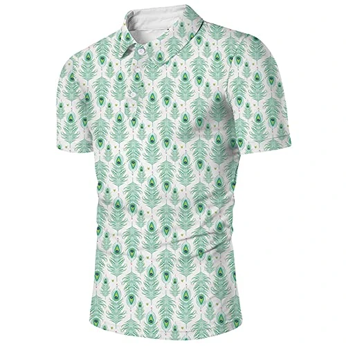 Men's Golf Polo Shirt Tailored Fit Polo Neck T Shirt Dress 3D Print Henley Shirt Women Shrink-Less Holiday Halloween Plain T Shirt tee Men's Short Sleeve Tops Green
