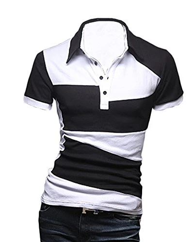 Men's Golf Tennis Sports Polo Shirt Casual Short Sleeve Slim Fit T Shirt Tops Black L